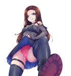  1girl absurdres arm_behind_back belt black_bra black_skirt boots bra breasts brown_hair choker clenched_teeth clothes_lift commission commissioner_upload disgust dusk_(wayanfa) feet frilled_thigh_strap hair_ornament hairclip high-waist_skirt highres kiauwrenn legs looking_at_viewer looking_down non-web_source original panties pink_eyes pink_panties sadism see-through_clothes see-through_shirt shirt shoe_soles skirt skirt_lift small_breasts solo stepping_on_viewer teeth thigh_strap thighhighs thighs underwear 