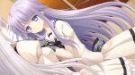  1boy 1girl back_bow back_double_bow black_bow black_bowtie blue_eyes bow bowtie braid bubble_skirt buttons closed_mouth crossdressing crossdressing_(mtf) double_bowtie dutch_angle faceless faceless_male frilled_skirt frilled_sleeves frills game_asset grey_bow grey_bowtie grey_hair hair_bow hand_up holding holding_ribbon indoors juliet_sleeves long_hair long_sleeves nishimata_aoi non-web_source official_art plaid_bow plaid_bowtie plaid_clothes puffy_sleeves purple_hair ribbon sailor_collar sakurakouji_saika school_uniform self-datamine shirt single_braid skirt standing trap tsuki_ni_yorisou_otome_no_sahou_2 white_bow white_sailor_collar white_shirt white_skirt youkadou_sakuri 