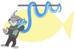 abstract_background anthro blue_body blue_scales canada_lynx coiling disney duo fangs felid feline feral fish_symbol fur gary_de'snake grey_body grey_fur handpaw hanging_from_pole hi_res holding_partner it_(disambiguation) lynx male mammal missing_fang osdmn123 pawbert_lynxley pawpads paws pit_viper pointy_ears reptile scales scalie snake teeth viper whiskers yellow_eyes zootopia