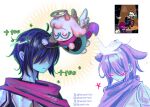  1boy 1girl 1other absurdres angel_wings animal_ears artist_name blue_skin colored_skin deltarune dog_ears extra_ears feathers furry furry_female glasses goat_boy goat_ears goat_horns green-framed_eyewear halo hat headpat healing highres horns kris_(dark_world)_(deltarune) kris_(deltarune) multiple_views nanash1s4n open_mouth pink_scarf plus_sign ralsei reference_inset round_eyewear scarf shaded_face short_hair smile susie_(dark_world)_(deltarune) susie_(deltarune) traditional_halo utdr_(toby_fox) white_background white_feathers wings yellow_aura yellow_halo 