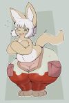 2026 absurd_res ambiguous_gender anthro barefoot belly bodily_fluids bottom_heavy bottomwear clothed clothing colored covering covering_self digital_media_(artwork) fangs feet full-length_portrait fur green_eyes hair hi_res horizontal_pupils huge_hips huge_thighs inazuma_kat lagomorph looking_at_viewer love_handles made_in_abyss mammal nanachi narehate navel one_eye_closed open_mouth open_smile overweight overweight_ambiguous overweight_anthro pants portrait pouch_(clothing) pupils simple_background smile smug solo standing sweat tail tan_background tan_body tan_fur teeth thick_thighs tight_bottomwear tight_clothing tight_pants topless white_hair wide_hips