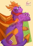 activision aged_up anthro balloonist_spyro butt claws dragon erection eyewear eyewear_on_head genitals glans goggles goggles_on_head hi_res horn humanoid_genitalia humanoid_penis looking_at_viewer looking_back looking_back_at_viewer male membrane_(anatomy) membranous_wings mostly_nude muscular muscular_anthro muscular_male mythological_creature mythological_scalie mythology negy nude_male penis purple_body purple_scales rear_view scales scalie scarf scarf_only smile smirk solo spiked_tail spikes spikes_(anatomy) spyro spyro_the_dragon standing tail toe_claws wings