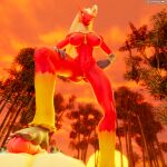 3d_(artwork) absurd_res amphibian anthro avian bird blaziken breasts butt digital_media_(artwork) duo feet female first_person_view foot_fetish foot_on_chest foot_on_penis foot_play footjob fur generation_3_pokemon generation_6_pokemon genitals greninja hi_res humanoid_feet kaiden_(okamical) looking_at_viewer male male/female muscular muscular_male nails nintendo nude okamical open_mouth penis pinned pinned_to_ground plantigrade pokemon pokemon_(species) red_body sex sharp_nails sharp_toenails spread_legs spreading sunset toenails toes vulva