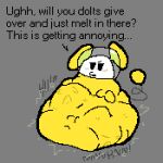 1:1 2026 annoyed annoyed_pred armless armor belly belly_on_ground big_belly big_ears biped black_eyes black_text bodysuit bubble_helmet calling_for_help chubei chuchu_(chuchu_rocket) chuchu_rocket clothing dialogue digestion digital_media_(artwork) duckface ellipsis empty_eyes english_description english_text face_imprint full-length_portrait fully_inside glistening glistening_armor glistening_headgear glistening_helmet grey_background headgear helmet huge_belly hyper hyper_belly impatient imprint insult insulting_another line_tail male male_pred mammal meatcanister monotone_background monotone_bodysuit monotone_skinsuit motion_lines mouse muffled muffled_screaming multiple_prey murid murine narrowed_eyes o3o open_mouth pixel_(artwork) portrait rodent rumbling_stomach same_size_vore sega short short_legs simple_background sitting sitting_on_ground skinsuit soft_vore space_helmet spacesuit spiral_tail struggling struggling_prey tail tail_orb talking_to_another talking_to_prey text thin_tail tight_clothing ugh unseen_prey unusual_ears unwilling_prey vore vowelless vowelless_vocalization white_face yellow_bodysuit yellow_clothing yellow_skinsuit yellow_spacesuit