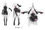  1girl :3 asphyxiation black_bodysuit bodysuit boots collar commentary english_commentary ghost_costume high_heels highres impossible_bodysuit impossible_clothes latex latex_bodysuit nipple_stimulation original pussy_juice sex_toy shiny_clothes skin_tight spread_legs suspension thigh_boots yuseiryao 