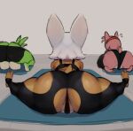 2026 absurd_res accessory afrosoricid amy_rose anthro bat bent_over big_butt big_ears bottomwear bra butt butt_cleavage butt_cutout camel_toe clothing crotchless_bottomwear crotchless_clothing crotchless_pants cutout eulipotyphlan female green_body group hair hair_accessory hairband hairy_vulva hedgehog hi_res idw_publishing imsofckinlost mammal panties pants pink_body pink_hair pubes rear_view rouge_the_bat sega short_hair short_tail shorts sonic_the_hedgehog_(comics) sonic_the_hedgehog_(idw) sonic_the_hedgehog_(series) sports_bra spread_legs spreading surge_the_tenrec tail tan_body tan_skin tenrec thick_thighs thong trio underwear white_hair yoga yoga_mat