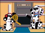 101_dalmatian_street 101_dalmatians babclayman black_body black_fur black_spots blue_collar brass_instrument canid canine canis collar d.j._(101_dalmatians) dalmatian disney dolly_(101_dalmatians) domestic_dog electronics eyewear female feral floppy_ears freckled_face freckles fur headphones hi_res leg_markings male mammal markings musical_instrument orange_collar parody red_collar socks_(marking) spots spotted_body spotted_fur sunglasses trombone when_mama_isn't_home white_body white_fur white_spots wind_instrument