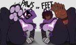 animal_ears animal_humanoid anthro arm_tuft armor bear big_breasts black_sclera blinchosg blush blush_lines breasts brown_hair clothing dark_body dark_skin duo empty_eyes epic_games eye_scar facial_scar feet female foot_focus fortnite front_view fur gauntlets gloves grey_background hair handwear hip_tuft humanoid looking_at_viewer mammal mammal_humanoid obscured_face one_eye_closed open_mouth open_smile pawpads purple_body purple_fur purple_hood raven_team_leader scar short_hair shoulder_tuft simple_background smile text thick_thighs tuft ursid_humanoid white_eyes wide_hips wink winking_at_viewer