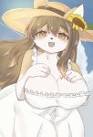 2026 anthro big_breasts black_nose blush breasts brown_body brown_eyes brown_fur brown_hair canid canine canis chunithm chunithm_luminous cleavage clothed clothing cloud dipstick_ears domestic_dog dress ear_markings ears_through_headwear eyebrow_through_hair eyebrows eyelashes female female_anthro flower frilly frilly_clothing frilly_dress front_view fur furgonomic_headwear furgonomics gloves_(marking) hair hand_on_breast hat headgear headwear hi_res inuhiro_mimimi kemono mamishachoa mammal markings multicolored_body multicolored_ears multicolored_fur multicolored_hair open_mouth open_smile orange_body orange_fur plant portrait sega sega_fave sky slightly_chubby slightly_chubby_anthro slightly_chubby_female smile smiling_at_viewer solo sun_hat sunflower thick_thighs three-quarter_portrait translucent translucent_hair white_body white_clothing white_dress white_fur wide_hips