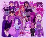  absurdres adventure_time amethyst_(steven_universe) among_us animal_crossing artist_name austin_(backyardigans) black_hair blackfire bob_(animal_crossing) bonnie_(fnaf) bow cala_maria_(cuphead) cat_boy character_doll character_request chowder_(character) chowder_(series) color_connection colored_skin commentary cookie_run copyright_request crewmate_(among_us) crossover cuphead_(game) dc_comics deltarune doll english_commentary facial_hair five_nights_at_freddy's gem_(steven_universe) goat_girl gorillaz hair_bow hat highres kangaroo_boy lumpy_space_princess mario_(series) muffet multicolored_hair multiple_crossover mustache my_little_pony my_little_pony:_equestria_girls my_little_pony:_friendship_is_magic myyoupink noodle_(gorillaz) onion_cookie pink_hair purple_background purple_hair purple_hat purple_skin purple_theme rarity_(equestria_girls) rarity_(my_little_pony) raven_(dc) reptile_girl short_twintails siblings simple_background sisters starfire steven_universe streaked_hair stuffed_toy susie_(dark_world)_(deltarune) susie_(deltarune) teen_titans the_backyardigans toriel twilight_sparkle twilight_sparkle_(human) twintails undertale utdr_(toby_fox) waluigi white_skin william_afton 