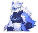  2018 abs anthro belt biceps canine cheong_hwan clothed clothing digital_media_(artwork) fingerless_gloves gloves male mammal muscular muscular_male velk wolf wolfmalro 