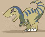  carchar carcharodontosaurus claws commentary_request dinosaur fossil_fighters from_side highres open_mouth red_eyes redny sharp_teeth solo teeth vivosaur 