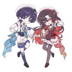  +_+ 1boy 1girl absurdres aiguillette arm_strap arms_at_sides artist_request black_corset black_hair black_thighhighs black_vest blue_cape blunt_ends blush bow bowtie breasts bright_pupils brooch brown_shoes buttons camellia_(trave1er) cape capelet choppy_bangs closed_mouth collared_shirt color_coordination colored_inner_hair commission corset couple curtained_hair double-breasted dress_shirt eyeliner fingernails fringe-trimmed_cape full_body gem genshin_impact gold grey_eyes hand_up hat hetero highres holding_hands jewelry kneehighs legwear_garter long_hair long_sleeves looking_at_viewer makeup matching_outfits medium_skirt multicolored_hair oc_x_canon open_mouth original pleated_skirt purple_socks red_bow red_eyeliner red_eyes red_gem red_hair red_nails sailor_hat scaramouche_(genshin_impact) second-party_source shirt shoes shorts side_cape simple_background skirt small_breasts socks suspender_corset suspenders thighhighs triangle_mouth tsurime two-sided_cape two-sided_fabric very_long_hair vest wanderer_(genshin_impact) wanderer_(resplendent_feast)_(genshin_impact) white_background white_bow white_bowtie white_capelet white_hat white_pupils white_shirt white_shorts white_skirt white_sleeves white_trim wolf_cut 