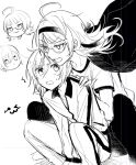  1boy 1girl :3 ^^^ ahoge commentary_request glasses gym_uniform hands_on_another's_shoulders headband jack_jeanne jacket jacket_on_shoulders long_hair neji_kokuto open_mouth pants semi-rimless_eyewear short_hair tachibana_kisa track_suit under-rim_eyewear v-shaped_eyebrows yuhazu_(rhe-rhe) 