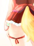  ass bad_id bad_pixiv_id fox_tail from_behind futaba_akane head_out_of_frame naomi_(sekai_no_hate_no_kissaten) original ribbon simple_background solo tail thigh_ribbon thigh_strap 