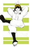  1boy absurdres arms_behind_head arms_up boots border closed_mouth creature creature_on_head crossed_legs frown full_body hat highres hunoi14 invisible_chair jumpsuit male_focus one_piece pants penguin_(one_piece) shaded_face sitting solo white_border 