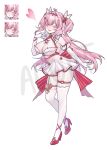  1girl :o absurdres adoptable ahoge blush breasts bright_pupils cleavage closed_mouth commentary dress elbow_gloves english_commentary fang full_body gloves hair_intakes hair_ornament heart heart-shaped_pupils heart_ahoge heart_hair_ornament high_heels highres long_hair miclipse mismatched_pupils multiple_expressions open_mouth original pink_eyes red_pupils red_shoes shoes simple_background skin_fang smile solo star-shaped_pupils star_(symbol) symbol-shaped_pupils thigh_strap thighhighs two_side_up watermark white_background white_dress white_gloves white_pupils white_thighhighs 