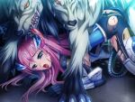  1girl all_fours animal armor bestiality blood blue_eyes blush bodysuit breasts broken_armor cum cum_on_body cum_on_hair divine_heart_makina divine_heart_makina_(character) dog doggystyle facial game_asset gloves hetero injury kagemusya kurusu_makina_(divine_heart_makina) long_hair magical_girl mechanical_magical_girl monster non-web_source official_art open_mouth pink_hair rape scratches self-datamine sex sex_from_behind solo_focus tears tongue tongue_out top-down_bottom-up torn_bodysuit torn_clothes variant_set visual_novel_cg wolf zoophilia 