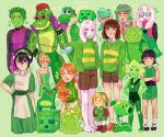  adoptive_siblings adventure_time among_us animal_crossing animatronic artist_name asriel_dreemurr avatar:_the_last_airbender avatar_legends beast_boy_(dc) brown_hair buttercup_(ppg) chara_(undertale) color_connection colored_skin creeper crewmate_(among_us) crocodile_boy crossed_arms crossover dc_comics fern_(adventure_time) five_nights_at_freddy's five_nights_at_freddy's:_security_breach frog_girl froggy_chair gem_(steven_universe) goat_boy green-framed_eyewear green_background green_hair green_skin green_theme heart heart_necklace izzy_(total_drama) jewelry lily_(animal_crossing) link mario_(series) matching_outfits minecart montgomery_gator multiple_crossover myyoupink necklace orange_hair peashooter_(plants_vs._zombies) peridot_(steven_universe) pink_scarf plants_vs._zombies powerpuff_girls ralsei robot scarf siblings simple_background slime_(creature) slime_(minecraft) slime_princess star-shaped_eyewear star_(symbol) steven_universe teen_titans the_legend_of_zelda third-party_source tinker_bell_(disney) toph_beifong total_drama walt_disney's_peter_pan yoshi 