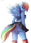  2014 anthro anthrofied blue_fur breasts clothing equine eyelashes female friendship_is_magic fur hair looking_at_viewer mammal multi-colored_hair my_little_pony nipples panties pegasus plain_background rainbow_dash_(mlp) rainbow_hair skirt smile solo tailung underwear white_background wings 