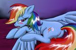  anus back_turned bed bedroom_eyes blue_fur blush clitoris cutie_mark drooling equine feathers female friendship_is_magic fur hair hooves horse leyanor long_hair looking_at_viewer lying mammal multi-colored_hair my_little_pony on_bed pegasus pony presenting purple_eyes pussy pussy_juice rainbow_dash_(mlp) raised_tail saliva solo sweat tongue tongue_out wings 