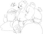  anthro bear chubby clothing eyebrows fundoshi hat kemono male mammal monochrome navel nipples plain_background sketch stevenlew sweat underwear white_background 