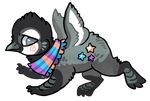  alpha_channel ambiguous_gender avian beak bird cute grey_eyes grey_fur griffsnuff hybrid mammal paws penguin scarf smile smirk wings 