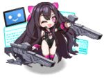  1girl :> :d ;d absurdly_long_hair animated animated_png arm_up artist_request bare_shoulders black_boots black_hair black_leotard black_sleeves boots center_opening chibi chibi_only detached_sleeves floating floating_gun floating_object floating_screen floating_weapon flower full_body hair_between_eyes hair_flower hair_ornament highleg highleg_leotard holographic_interface layered_sleeves leotard long_hair long_sidelocks lowres mon-musu_quest! mon-musu_quest:_paradox monster_musume_td neck_ribbon official_art one_eye_closed open_mouth petals pink_eyes pink_petals pink_ribbon pink_trim ribbon shadow sidelocks simple_background singularity_(mon-musu_quest!) smile solo standing thigh_boots third-party_source transparent_background very_long_hair very_long_sidelocks waving wide_sleeves 