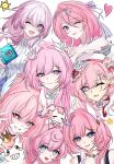  6+girls :o ;o aemeath_(wuthering_waves) aqua_eyes blue_eyes camera chinese_commentary color_connection commentary_request company_connection cross-shaped_pupils cyrene_(demiurge)_(honkai:_star_rail) cyrene_(honkai:_star_rail) cyrene_(philia093)_(honkai:_star_rail) diamond-shaped_pupils diamond_(shape) earrings elf elysia_(hi_love_elf)_(honkai_impact) elysia_(honkai_impact) hair_color_connection heart heart_earrings highres holding holding_camera honkai:_star_rail honkai_(series) honkai_impact_3rd hyacine_(honkai:_star_rail) inoue_marina jewelry little_ica_(honkai:_star_rail) long_hair march_7th_(honkai:_star_rail) march_7th_(preservation)_(honkai:_star_rail) mem_(honkai:_star_rail) mihoyo multicolored_eyes multicolored_hair multiple_girls multiple_persona one_eye_closed pegasus pink_hair pointy_ears purple_eyes red_eyes remielle_dan si_ye_chong smile sweater symbol-shaped_pupils turtleneck turtleneck_sweater two-tone_eyes two-tone_hair very_long_hair voice_actor_connection white_hair white_sweater wuthering_waves yanning zenless_zone_zero 