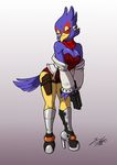  avian beak big_breasts breasts falco_lombardi feathers female gun invalid_tag nintendo ranged_weapon star_fox video_games weapon 