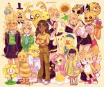  adventure_time adventure_time_(comic) alphys among_us animatronic artist_name ascot banana_peel bee_(minecraft) bib bill_cipher blonde_hair blue_ascot brother_and_sister brown_hair color_connection colored_skin commentary crewmate_(among_us) crossover cupcake cupcake_(fnaf) dark-skinned_female dark_skin deer_girl deltarune dog don't_hug_me_i'm_scared dress earl_of_lemongrab emoji five_nights_at_freddy's five_nights_at_freddy's_2 flower flowey_(undertale) fluttershy food fox_boy fruit glasses gravity_falls green_dress gudetama highres ib_(kouri) jake_the_dog lemon little_nightmares mary_(ib) mechanical_neck monster monster_kid_(undertale) multiple_crossover my_little_pony my_little_pony:_friendship_is_magic myyoupink noelle_holiday pegasus plants_vs._zombies pompompurin priya_(turning_red) raincoat sanrio sentient_plant siblings simple_background six_(little_nightmares) sonic_(series) sunflower sunflower_(plants_vs._zombies) tails_(detective)_(sonic) tails_(sonic) toy_chica turning_red twins undertale untranslatable_commentary utdr_(toby_fox) yellow_(among_us) yellow_background yellow_dog yellow_guy_(dhmis) yellow_raincoat yellow_skin yellow_theme 