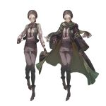 1boy ankle_boots arm_at_side black_coat black_hair black_necktie boots coat cuso4_suiwabutu fingerless_gloves full_body gloves green_scarf green_vest grey_boots grey_pants highres hogwarts_legacy holding holding_wand invisible_floor lapels long_sleeves male_focus middle_part necktie notched_lapels open_mouth pale_skin pants parted_hair protagonist_(hogwarts_legacy) scar scar_across_eye scar_on_face scarf shirt short_hair simple_background slytherin straight-on two-sided_coat two-sided_fabric variations vest walking wand white_background white_shirt wizarding_world yellow_eyes 
