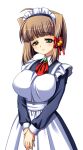  1girl ahoge apron ayatsuji_yuki bell blush breasts brooch brown_hair frown game_asset green_eyes hair_bell hair_ornament hair_ribbon jewelry kamei large_breasts large_variant_set looking_at_viewer maid maid_headdress non-web_source official_art own_hands_together ribbon sad seito_kaichou_hikaru self-datamine short_hair simple_background solo tachi-e transparent_background v_arms variant_set 