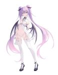  1girl absurdres babydoll black_bow black_bowtie black_shoes borrowed_character bow bowtie breast_strap breasts collar commentary_request cross cuffs demon_girl demon_wings dress eve_(rurudo) frilled_dress frills garter_belt garter_straps gloves hair_between_eyes hand_on_own_chest handcuffs highres lingerie long_hair looking_at_viewer mary_janes medium_breasts multi-strapped_panties navel no_bra panties partial_commentary project_carneades purple_eyes purple_hair shi_yao shoes simple_background solo standing stomach thighhighs thighs tiptoes twintails underwear white_background white_collar white_gloves white_thighhighs wings 