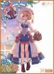  2girls absurdres alice_margatroid alternate_costume basket blonde_hair blue_bow blue_bowtie blue_dress blue_eyes blue_flower boots bow bowtie breasts brooch brown_boots capelet castle chinese_commentary closed_mouth commentary_request corset dress elbow_gloves flower flower_request frilled_dress frilled_hairband frills full_body gloves hair_between_eyes hairband hat hat_flower high_heel_boots high_heels highres holding holding_basket holding_watering_can jewelry long_hair looking_at_viewer mechrailgun multiple_girls plant potted_plant qr_code red_flower red_hairband red_rose rose shanghai_doll short_hair small_breasts smile touhou very_long_hair watering_can white_capelet white_corset white_flower white_gloves white_hat white_rose yellow_eyes yellow_flower 