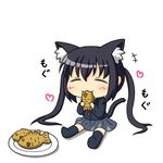  :3 animal_ears blush cat_ears chibi food k-on! nakano_azusa school_uniform solo taiyaki wagashi yunkaasu_(kakushiaji) 
