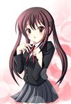  bad_id bad_pixiv_id brown_eyes brown_hair k-on! long_hair minatsuki_nao nakano_azusa neck_ribbon red_ribbon ribbon school_uniform solo twintails 