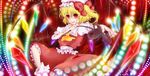  blonde_hair blood danmaku fangs flandre_scarlet hat laevatein mochi_(motyoko) one_side_up ponytail red_eyes short_hair solo touhou wings 