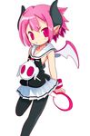  bat_wings child demon_girl disgaea horns makai_senki_disgaea_3 pantyhose pink_eyes pink_hair pointy_ears raspberyl sailor_collar short_hair skirt solo tail takakocha white_sailor_collar wings 