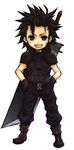  bad_id bad_pixiv_id black_hair blue_eyes buster_sword crisis_core_final_fantasy_vii final_fantasy final_fantasy_vii male_focus nanase_shie scar solo spiked_hair sword weapon white_background zack_fair 