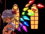  blonde_hair flandre_scarlet hat nail_polish one_side_up onemu ponytail rainbow_order red_eyes red_nails short_hair solo touhou wings 