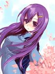  bad_id bad_pixiv_id blush cherry_blossoms china_dress chinese_clothes copyright_request dress itou_nanami purple_eyes purple_hair solo 