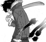  copyright_request greyscale kozaki_yuusuke male_focus monochrome solo sword weapon 