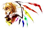  bad_id bad_pixiv_id blonde_hair evil_grin evil_smile flandre_scarlet grin pointy_ears red_eyes rex_k short_hair smile solo touhou wings 