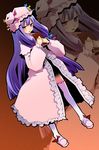  book hat hermmy long_hair patchouli_knowledge purple_eyes purple_hair solo thighhighs touhou zoom_layer 