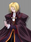  artist_request blonde_hair cape closed_eyes male_focus melty_blood smile solo tsukihime wallachia 