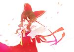  bad_id bad_pixiv_id brown_hair detached_sleeves hair_ribbon hakurei_reimu red_eyes ribbon solo touhou yuuhi_homare 