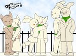  3girls blush bunny cat doki holding_hands hug inunaide male_focus multiple_boys multiple_girls nabi scarf there_she_is!! torn_clothes yaoi yuri 