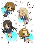  akiyama_mio black_hair blonde_hair blue_eyes brown_eyes brown_hair chibi closed_eyes hairband heart hirasawa_yui k-on! kneehighs kotobuki_tsumugi long_hair multiple_girls musical_note one_eye_closed pantyhose rokko school_uniform short_hair socks sweatdrop tainaka_ritsu v 