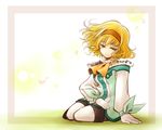  aino_yumeri blonde_hair gloves green_eyes hairband natalia_luzu_kimlasca_lanvaldear orange_neckwear pantyhose scarf short_hair smile tales_of_(series) tales_of_the_abyss 